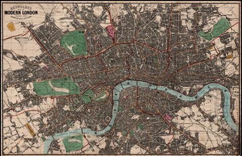 John Snow »London Cholera Epidemic (1854)« | Karte von London, 1859, Cholera-Fälle