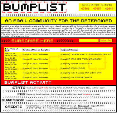 Jonah Brucker-Cohen «BumpList» | Bumplist Screenshot