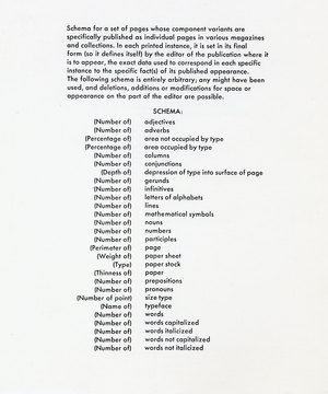 Dan Graham »Poem Schema« | Schema (März, 1966)